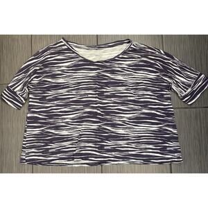 Garnet Hill Purple Zebra Boxy Pajama Top Size XL Organic Cotton Oversized